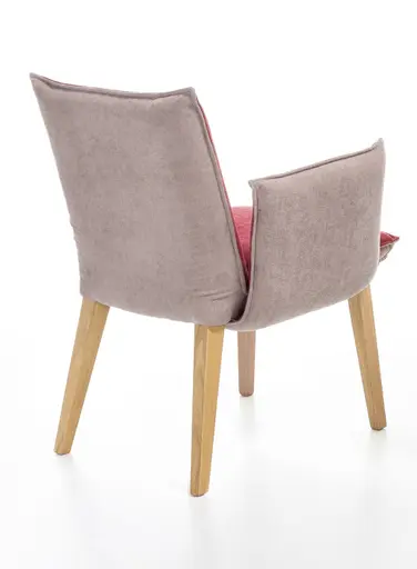 Armlehnstuhl - Stoff, Innen Rot, Außen Camel