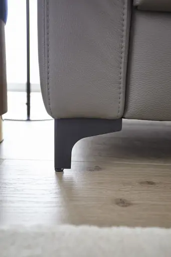 Ecksofa Merlos - 2-Sitzer mit Longchair rechts inkl. Armlehne verstellbar, Leder, Steingrau