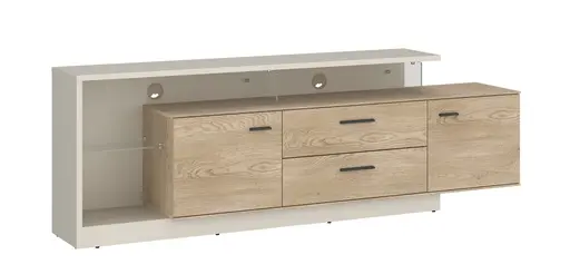 TV-Lowboard - B ca. 191,5 cm, Cremona Eiche Torro Nachbildung, Kaschmir