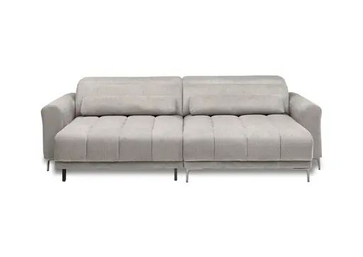 Ecksofa MINAO - 1,5-Sitzer mit Longchair rechts, Sitztiefe verstellbar motorisch, Kopfteil verstellbar, Stoff, Truffle