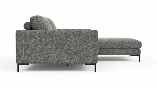 Ecksofa Solano - 1,75-Sitzer mit Longchair Rechts, Stoff, Dunkelgrau