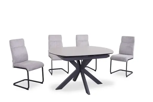 Esstisch MEGGIE - ausziehbar, LB ca. 130x100 cm, Glaskeramik, Grau