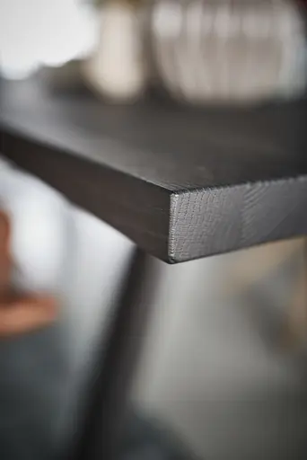 Esstisch Mileto - LB ca. 220 x 100 cm, Asteiche massiv, Schwarz, Naturdesignplatte