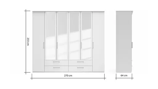 Drehtürenschrank Viana - B. ca. 270 cm, Lack, Weiß