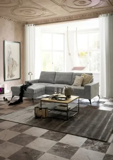 Ecksofa - Ecke links, 2-Sitzer, Stoff, Anthrazit