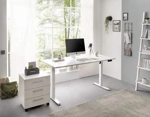 Schreibtisch - höhenverstellbar, LB ca. 160x77 cm, Weiß