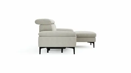 Ecksofa Felipa - 2,5-Sitzer mit Longchair rechts inkl. Armlehne verstellbar und Rückenlehne/Sitztiefe verstellbar (motorisch), Stoff, Natur