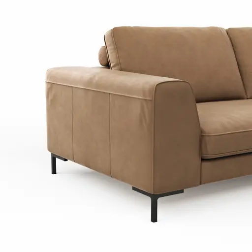 Ecksofa Solano - 2,5-Sitzer mit Ecke Rechts, Leder, Hellbraun