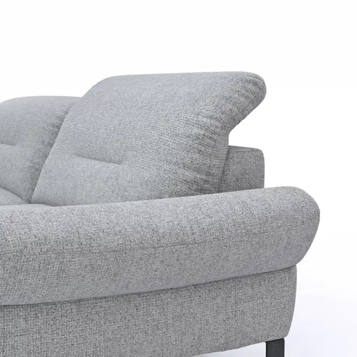 Ecksofa David - Longchair links mit 1,5-Sitzer inkl. Kopfstütze/Armlehne verstellbar, Stoff, Hellgrau
