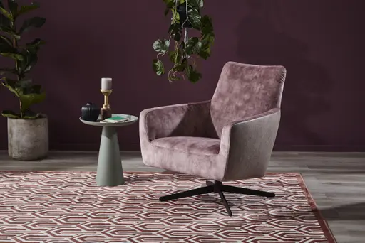 Drehsessel Matina - Größe M, Leder&Stoff, Dunkelbraun, Mauve