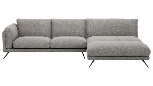 Ecksofa Valdemoro - 2,5-Sitzer mit Longchair rechts inkl. Rückenlehne verstellbar, Stoff, Grau