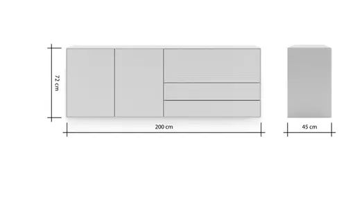 Sideboard Colore - B ca. 200 cm, Lack, Weiß