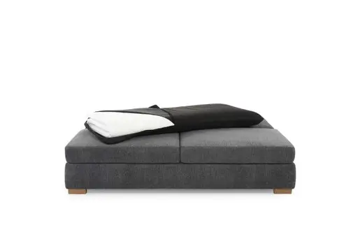 Sofa JELKO - 2-Sitzer inkl. Schlaffunktion mit Bettkasten, Stoff, Dunkelgrau