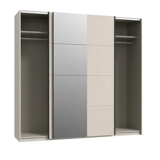 Schwebetürenschrank FRIESO- B. ca 220 cm, Sand, Spiegel