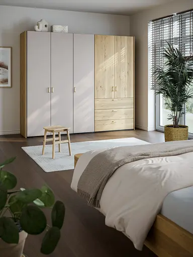 Drehtürenschrank Colorado - B. ca. 257cm, Nougat / Eiche furniert