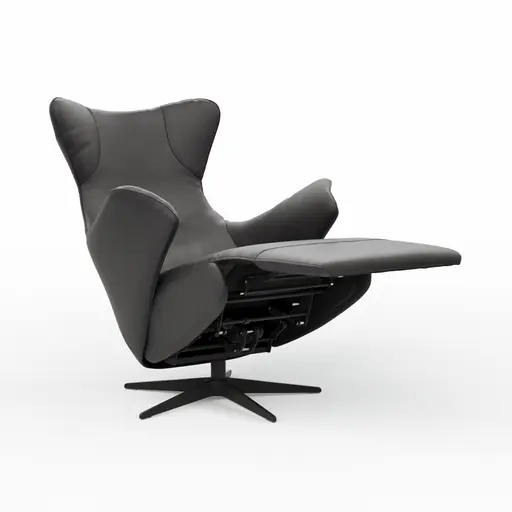 Relaxsessel Follina - Relaxfunktion (motorisch), Leder, Schwarz, Akku