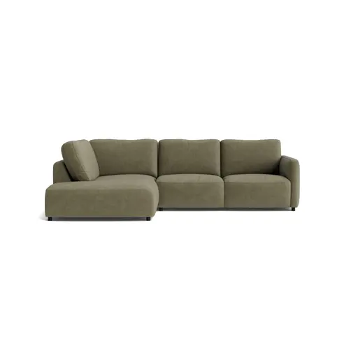Ecksofa Liendo - Ecke und Abschlussteil mit 2-Sitzer rechts, Stoff, Olivgrün