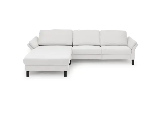 Ecksofa CALM PREMIUM 2.0 - Longchair links mit 3-Sitzer, Rückenlehne verstellbar, Stoff, Hellgrau