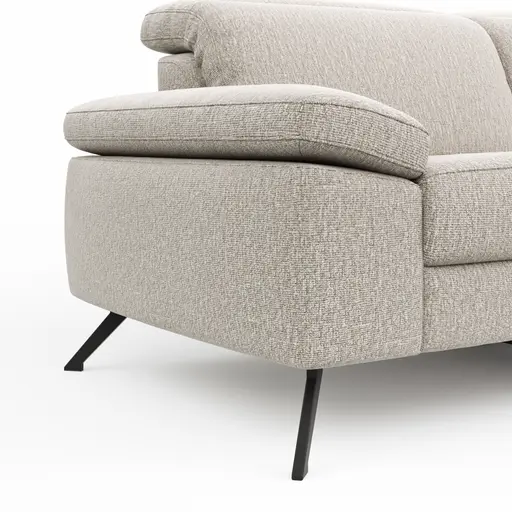 Sofa Rafaela 2.0 - 2,5-Sitzer inkl. 1x Relaxfunktion und Kopfteile verstellbar, Stoff, Champagner