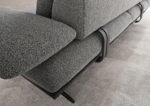 Ecksofa - Longchair links mit 2,5-Sitzer, Rückenlehne/Armlehne verstellbar, Stoff, Grau