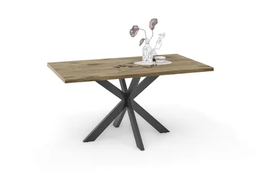 Esstisch - LB ca. 160x90 cm, Viking Eiche, Schwarz