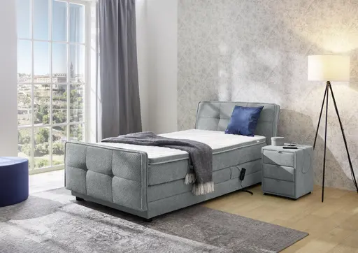 Boxspringbett- Liegefläche ca. 120x200 cm, Stoff, Mittelgrau