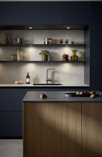 Inselküche 51.230 CO 1V1 525, Rillenoptik Eiche dunkel 