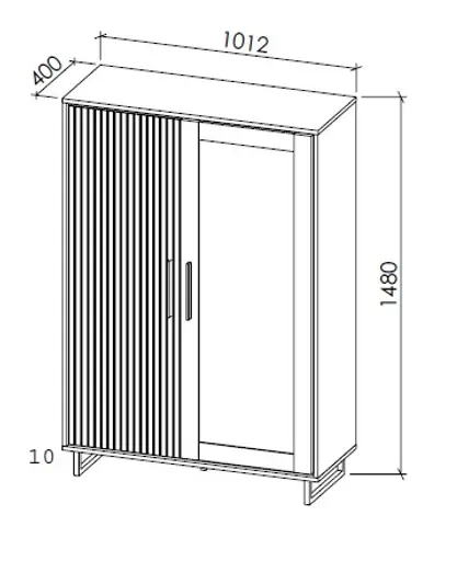 Vitrine- Eiche Dekor, Schwarz, Glas