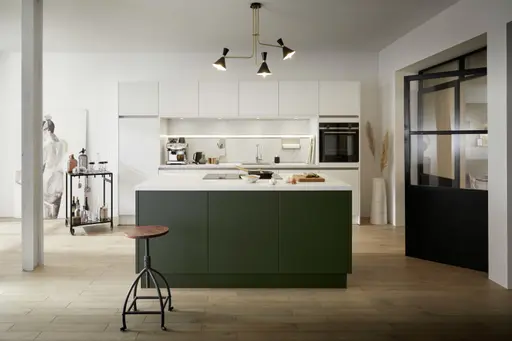 Inselküche 54.160 CO 4 521, Kristallweiß samtmatt Lack