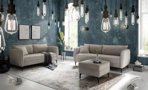 Sofa JERINA - 2,5-Sitzer, Stoff, Beige