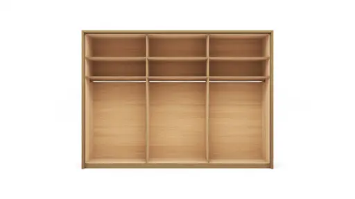 Drehtürenschrank Lenoso - B. ca. 306 cm, Eiche massiv, Glas, Champagner