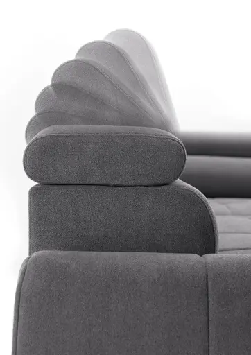 Ecksofa - Ecke links mit 2-Sitzer, Sitzvorzug motorisch, Kopfteil verstellbar, Stoff, Grau