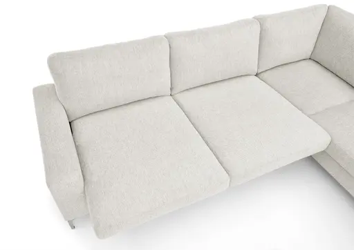 Ecksofa CALM 2.0 - 2,5-Sitzer mit Ecke rechts, Schlaffunktion mit Bettkasten, Stoff, Natur
