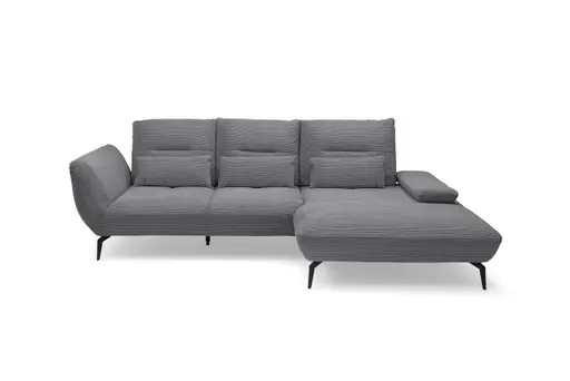 Ecksofa PAYTON - 2-Sitzer, Ecke rechts, Stoff, Grau