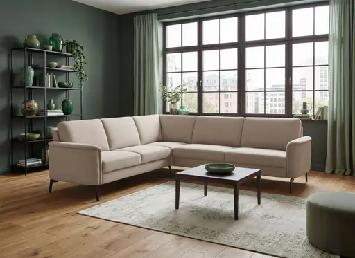 Ecksofa - 3-Sitzer mit Ecke rechts, Stoff, Sand