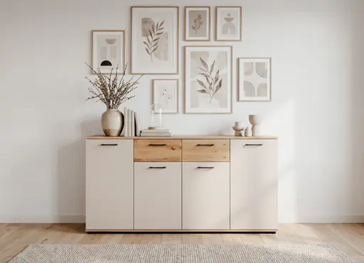 Sideboard- B ca. 160 cm, Eiche Dekor, Beige