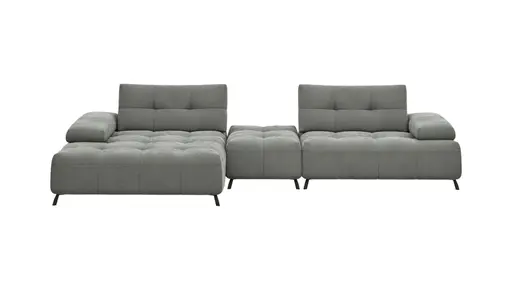 Ecksofa Comodo - Longchair Links, Stoff, Hellgrau