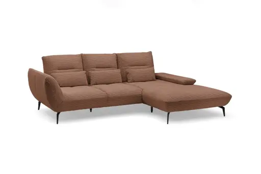 Ecksofa PAYTON - 2-Sitzer, Ecke rechts inkl. Rückenneigung, Armteilverstellung, Stoff, Kupfer