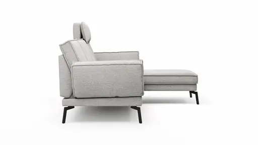 Ecksofa My - 2,5-Sitzer mit Longchair rechts, Stoff, Hellgrau