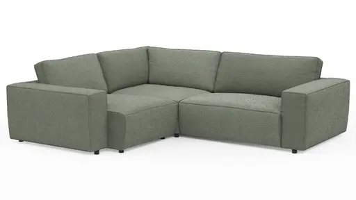Ecksofa Lilaia - 1,5-Sitzer Tief, Ecke, 2-Sitzer rechts, Stoff, Olivgrün