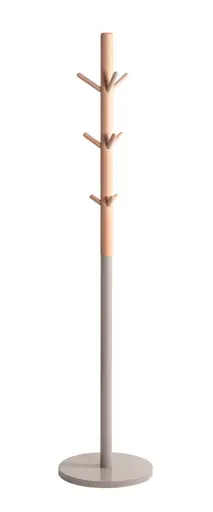 Garderobenständer - Ø/H ca. 37x171 cm, Buche massiv naturbelassen, Kaschmir