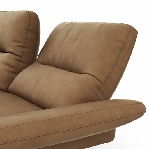 Ecksofa  Alexander -  Longchair links mit 3-Sitzer inkl. Kopfstütze/Armlehne verstellbar, Leder, Cognac