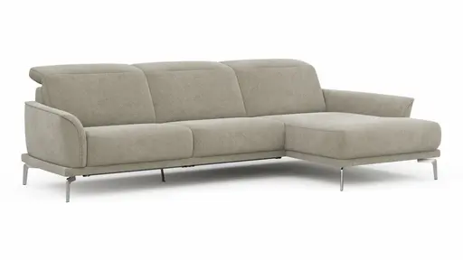Ecksofa Amadena - 2-Sitzer mit Longchair rechts inkl. Relaxfunktion motorisch, Stoff, Limone