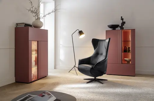 Highboard Colore - mit Beleuchtung, BHT ca. 90x144x45 cm, Lack, Samtbeere