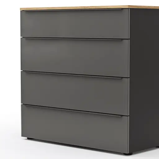 Kommode Colorado Beimöbel - BHT ca. 90x87x43 cm, Dunkelgrau, Griffe schwarz