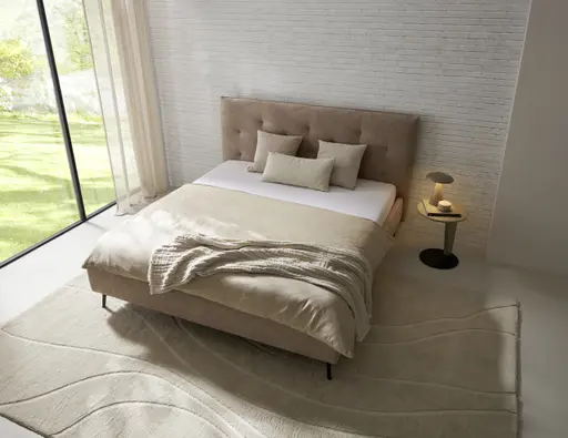 Polsterbett Delia - Liegefläche ca. 180x200 cm, Stoff, Beige