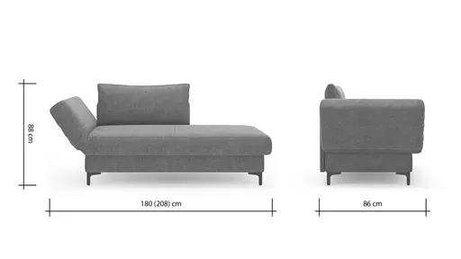 Schlafsofa Verano - Ausrichtung links inkl. Schlaffunktion und Bettkasten, Stoff, Petrol
