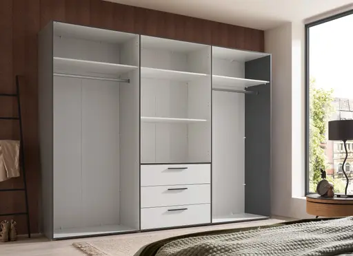 Drehtürenschrank- B ca. 270 cm, Graphit, Weiß