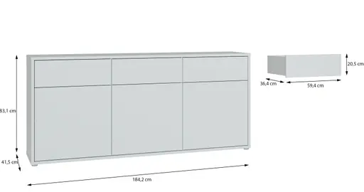 Sideboard FAID- B ca. 184 cm, Hellgrau