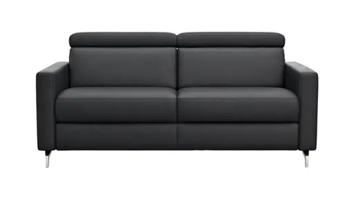 Sofa Paulina - 2-Sitzer, Kopfteil verstellbar, Leder, Schwarz